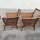 Paire de fauteuils vintage pieds compas et cannage
