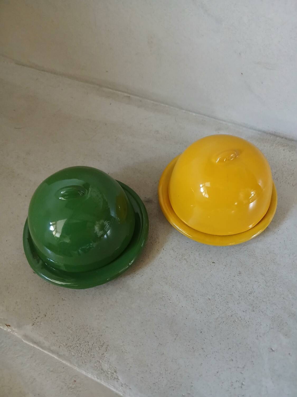 2 mini ceramic butter dishes