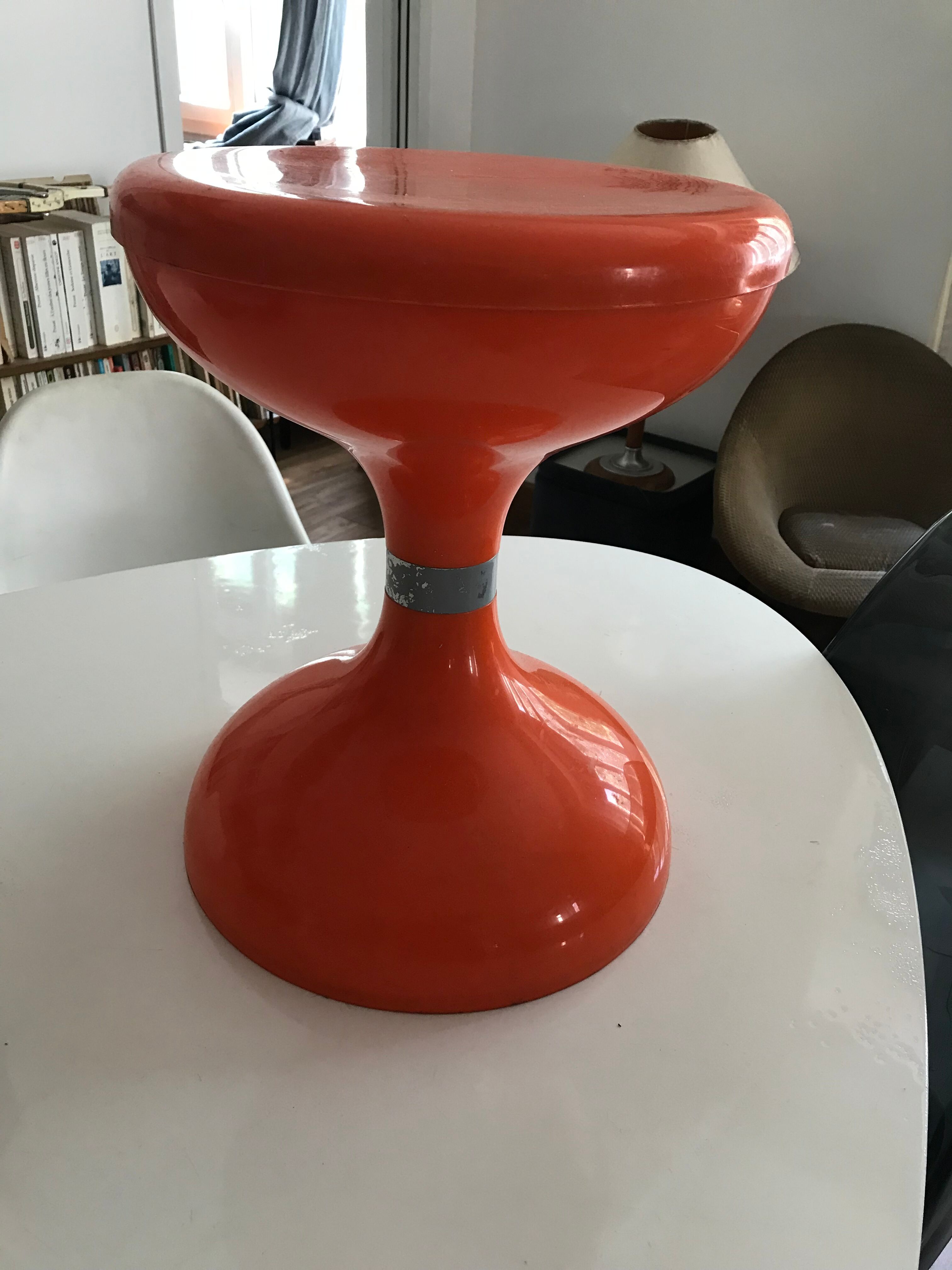Vintage orange diabolo stool 70