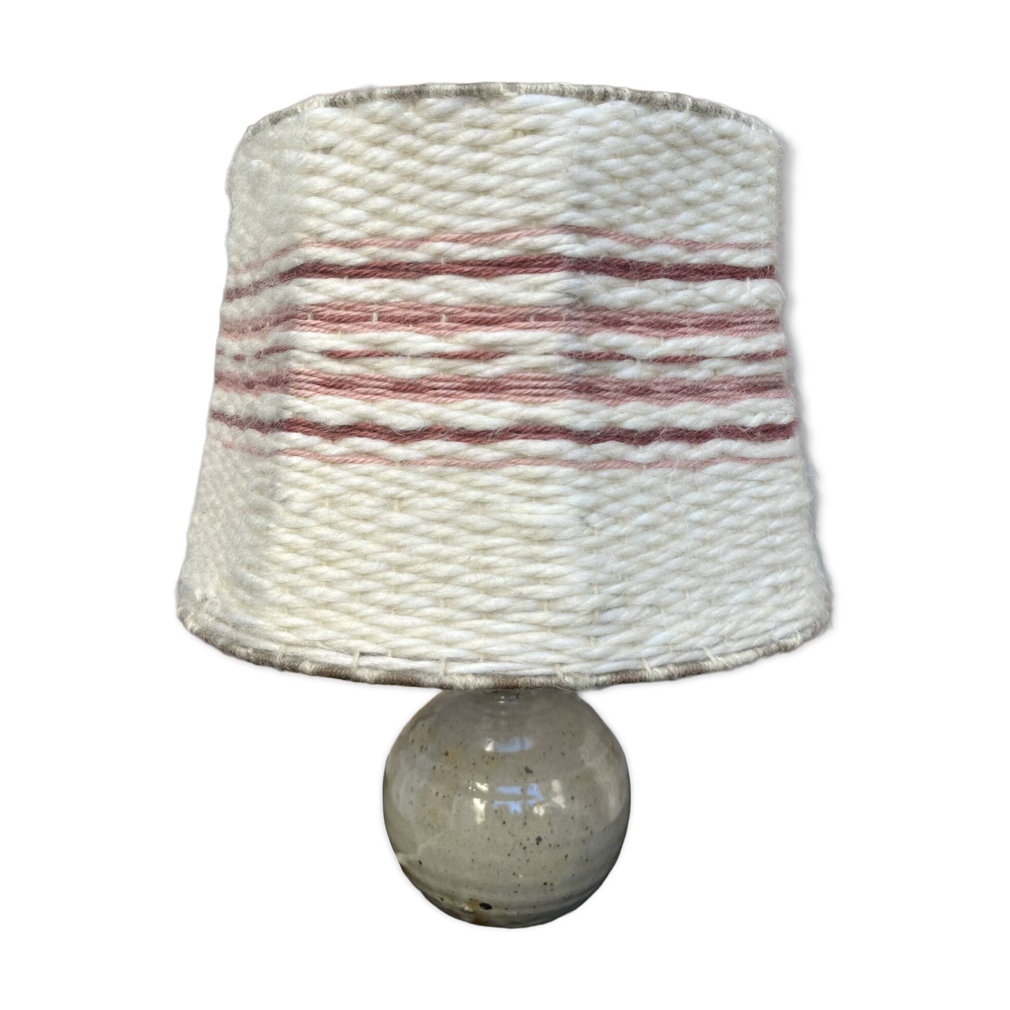 Lampe vintage en grès et abat-jour laine