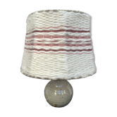 Lampe vintage en grès et abat-jour laine