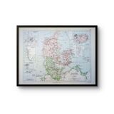 Denmark and dependencies, period map, 1887, Authentic
