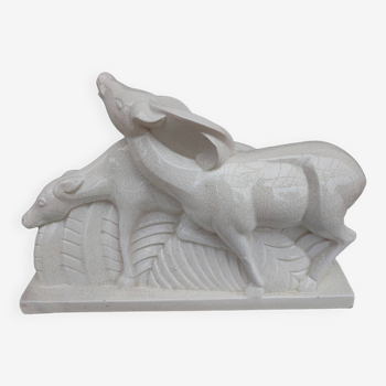 Ceramic sculpture of antelopes