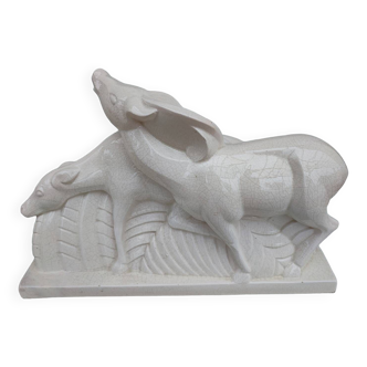 Sculpture en céramique d'antilopes