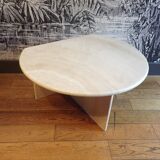 Travertine moon coffee table