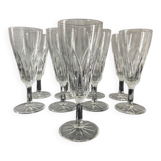 Series of 9 chiseled champagne flutes