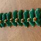 8 knife-wielding gazelles dabbling in green enamelled ceramic and vintage gold 1950