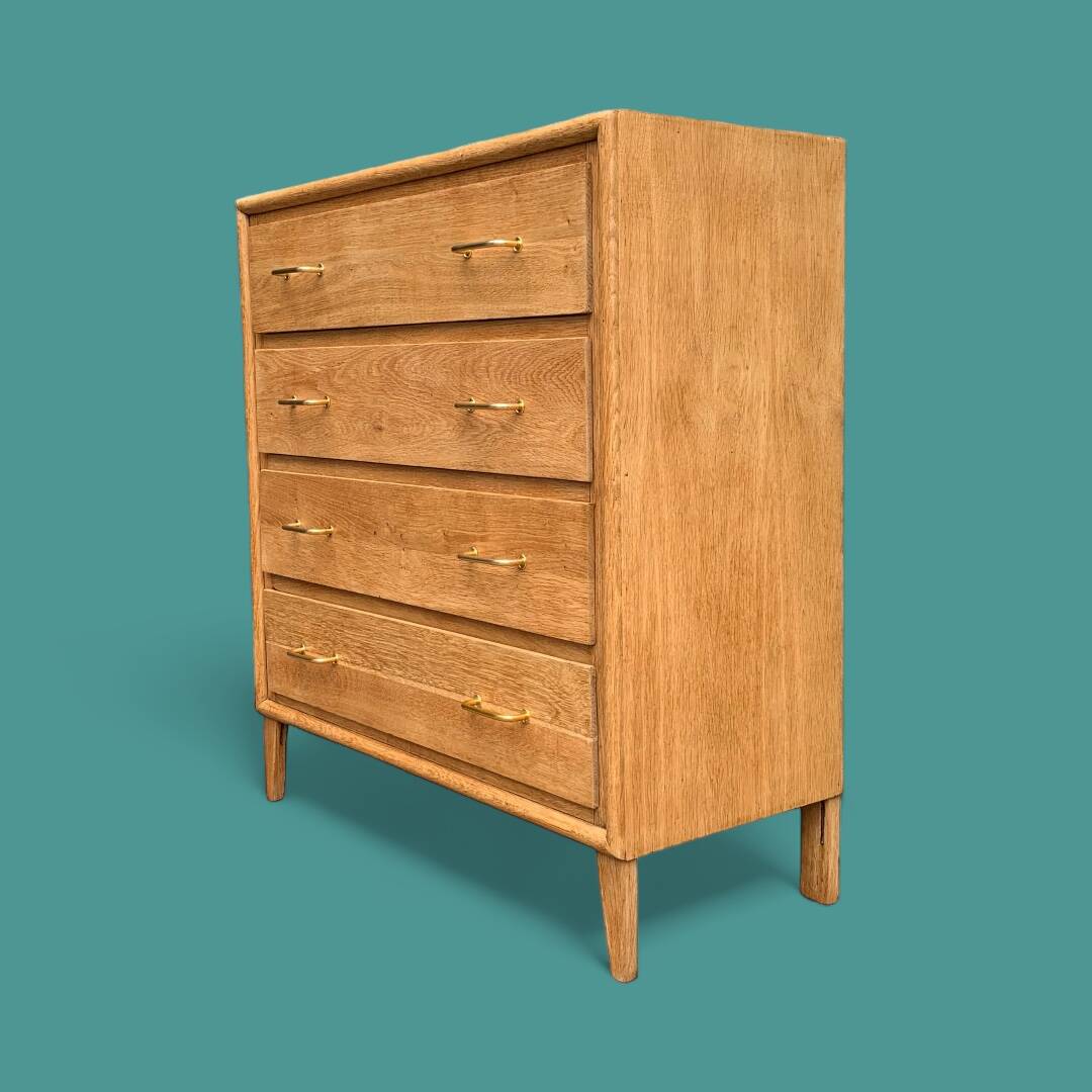 Commode pieds compas et chêne brut massif  1960