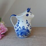 Ancien pot à lait petit pichet vache en céramique delf blue hollande peint à la main