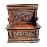 Banc coffre style Henri II en noyer