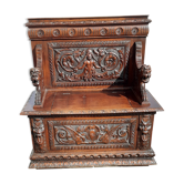 Henri II style walnut chest bench