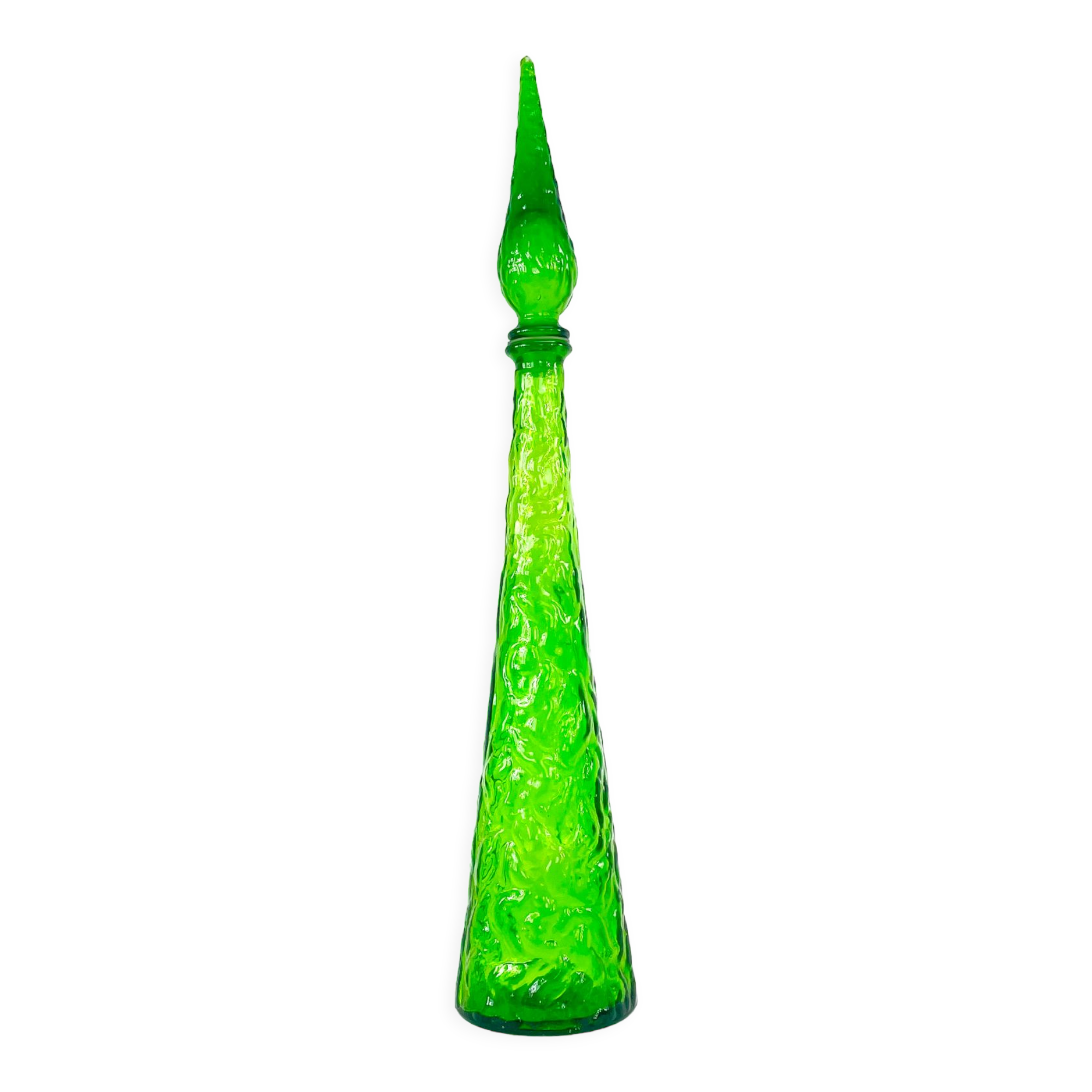 Green bottle, Empoli glass, Italy, Mid-century