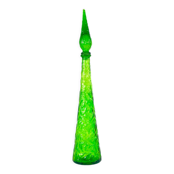 Green bottle, Empoli glass, Italy, Mid-century