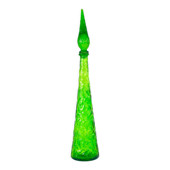 Green bottle, Empoli glass, Italy, Mid-century