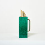 Thermos pitcher in green parchment and brass by Aldo Tura 1960