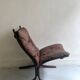 Fauteuil scandinave en cuir cognac "Siesta" par Ingmar Relling pour Westnofa 1960