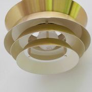 Brass-coloured metal pendant Trava lamps by Carl Thore, Sweden from Granhaga Metallindustri, 1960s, set of 2