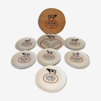 SERVICE A FROMAGE 12 ASSIETTES ET PLATEAU PORCELAINE AUTEUIL CREATION JACQUES LOBJOY