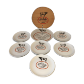 SERVICE A FROMAGE 12 ASSIETTES ET PLATEAU PORCELAINE AUTEUIL CREATION JACQUES LOBJOY