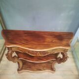 19th century Louis XV style console table in veneer wood
