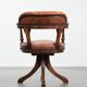 Classic and timeless cow leather and wooden Chesterfield office chair