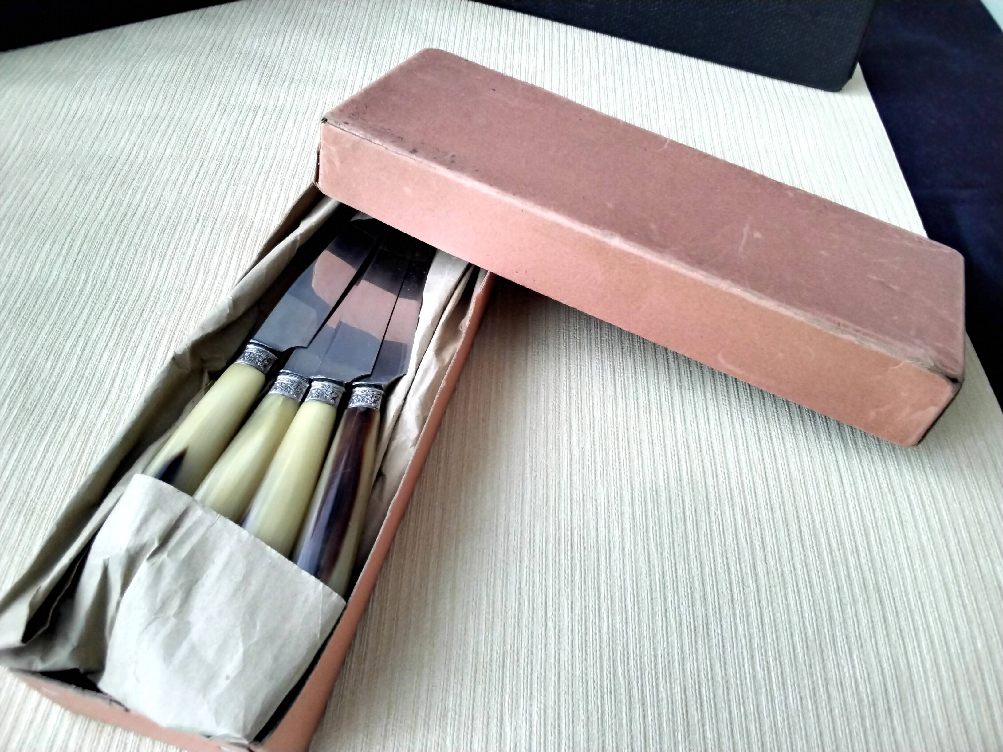 12 Apollo cheese knives Stainless steel and bovine horn