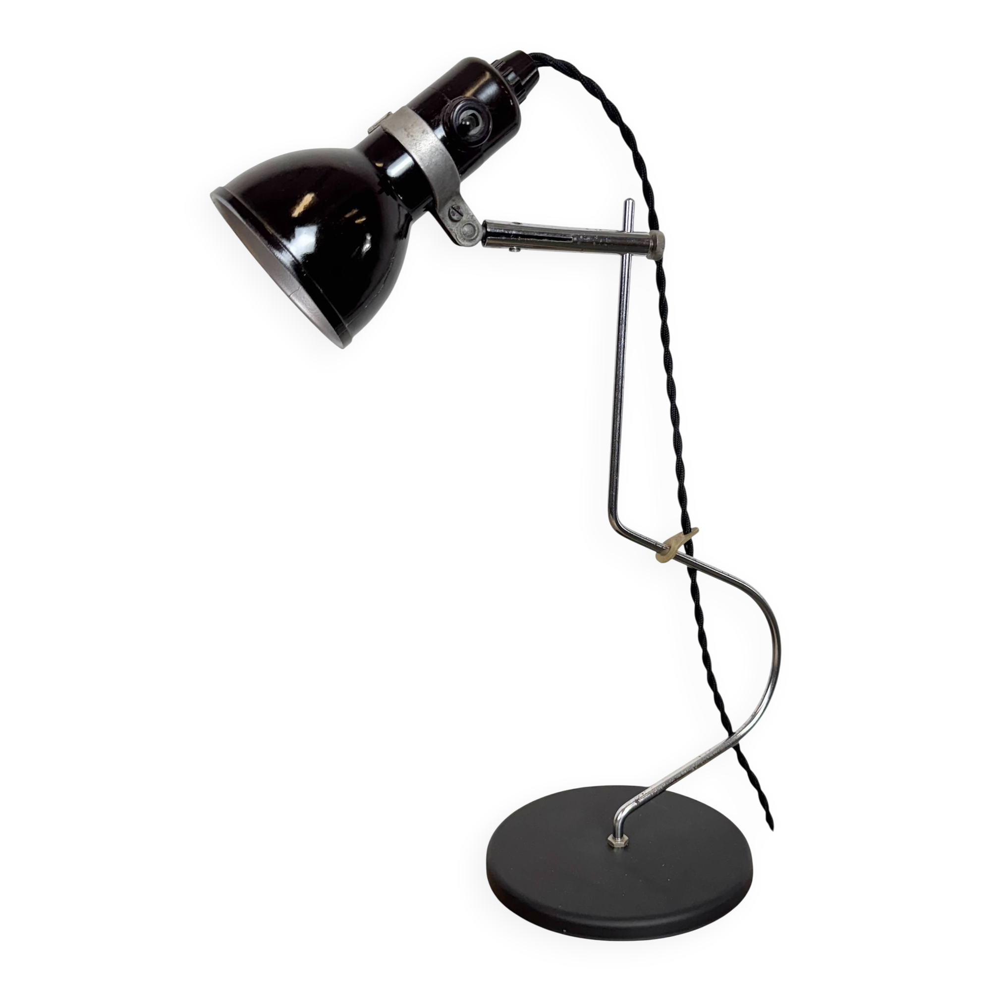 Vintage Black Bakelite Table Lamp , 1970s