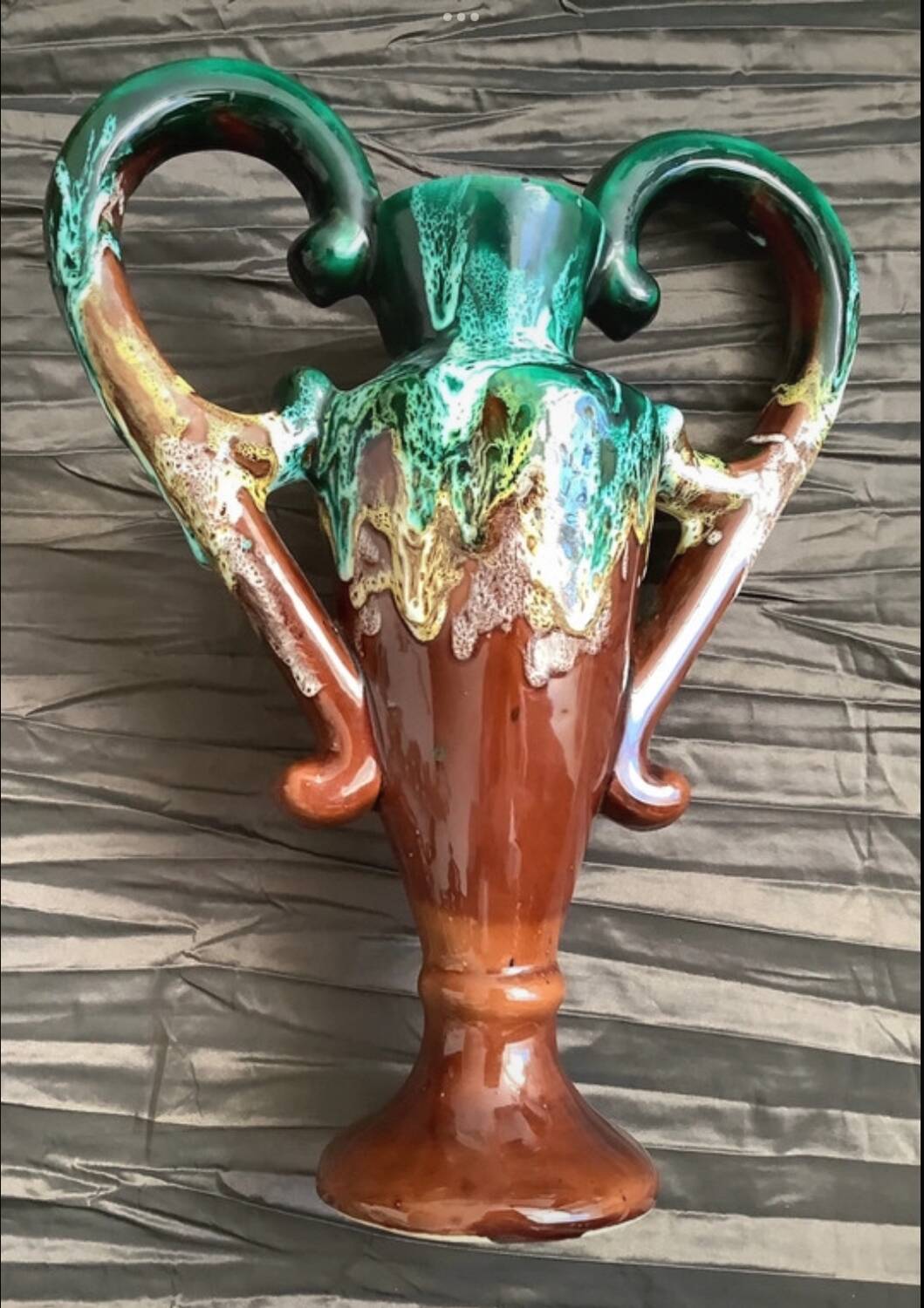 Vallauris Vase Vintage 2 handles Height 33 cm