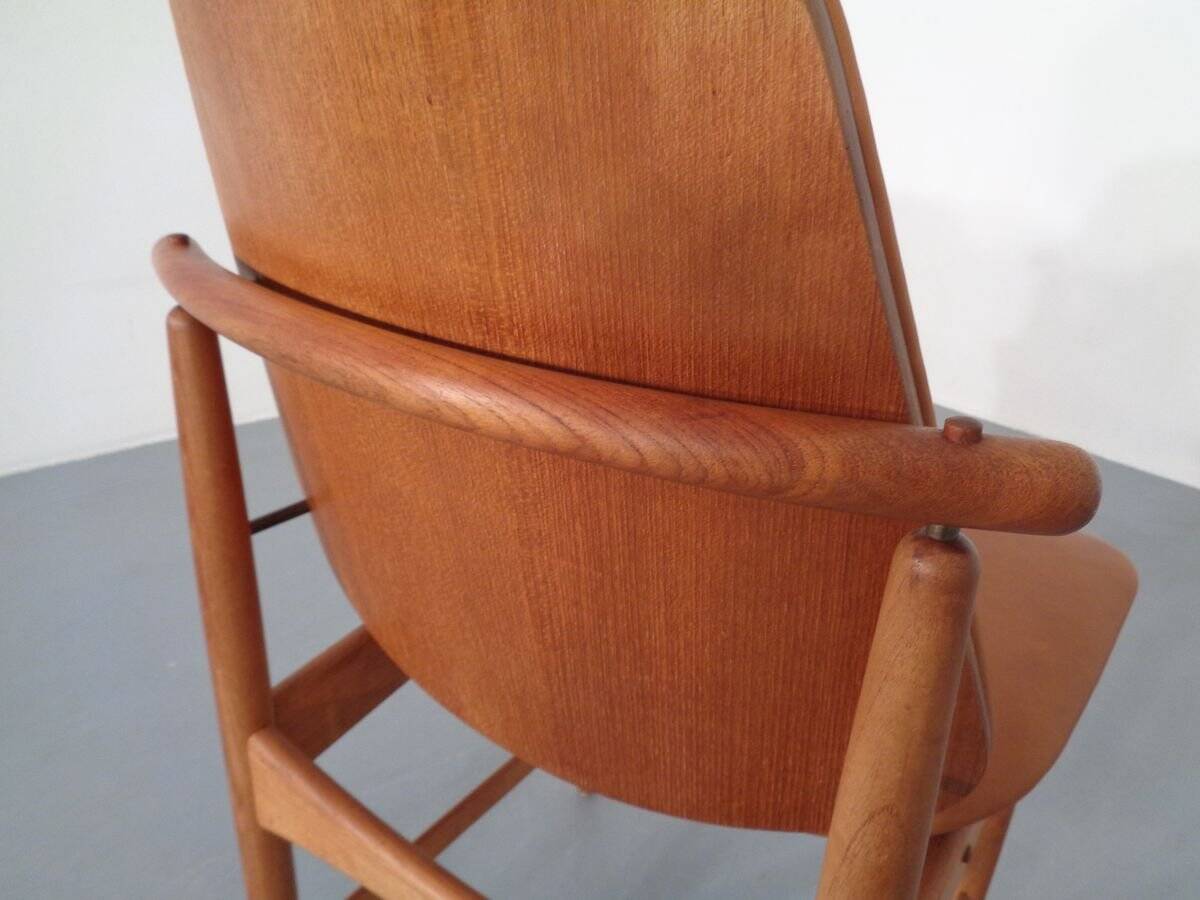 Teak and brass side chair by Arne Hovmand-Olsen for Mogens Kold, 1950s