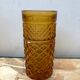 Old Juice Carafe Service + 6 Vintage Geometric Orange Molded Glass Glasses