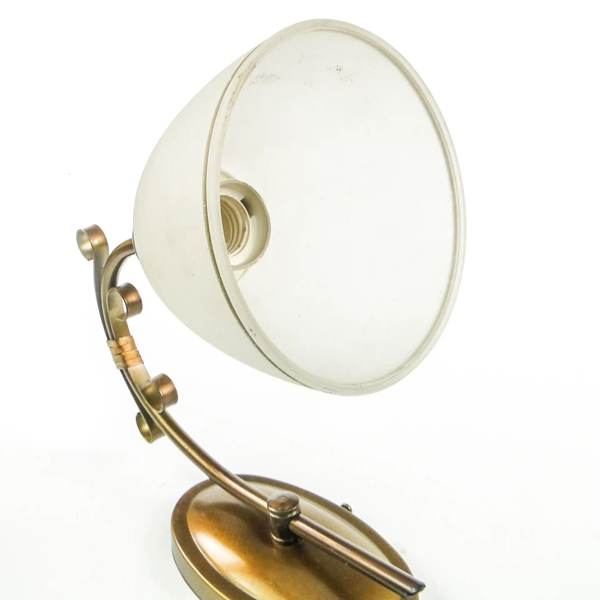Art Nouveau wall lamp, brass glass, Poland, 1970s
