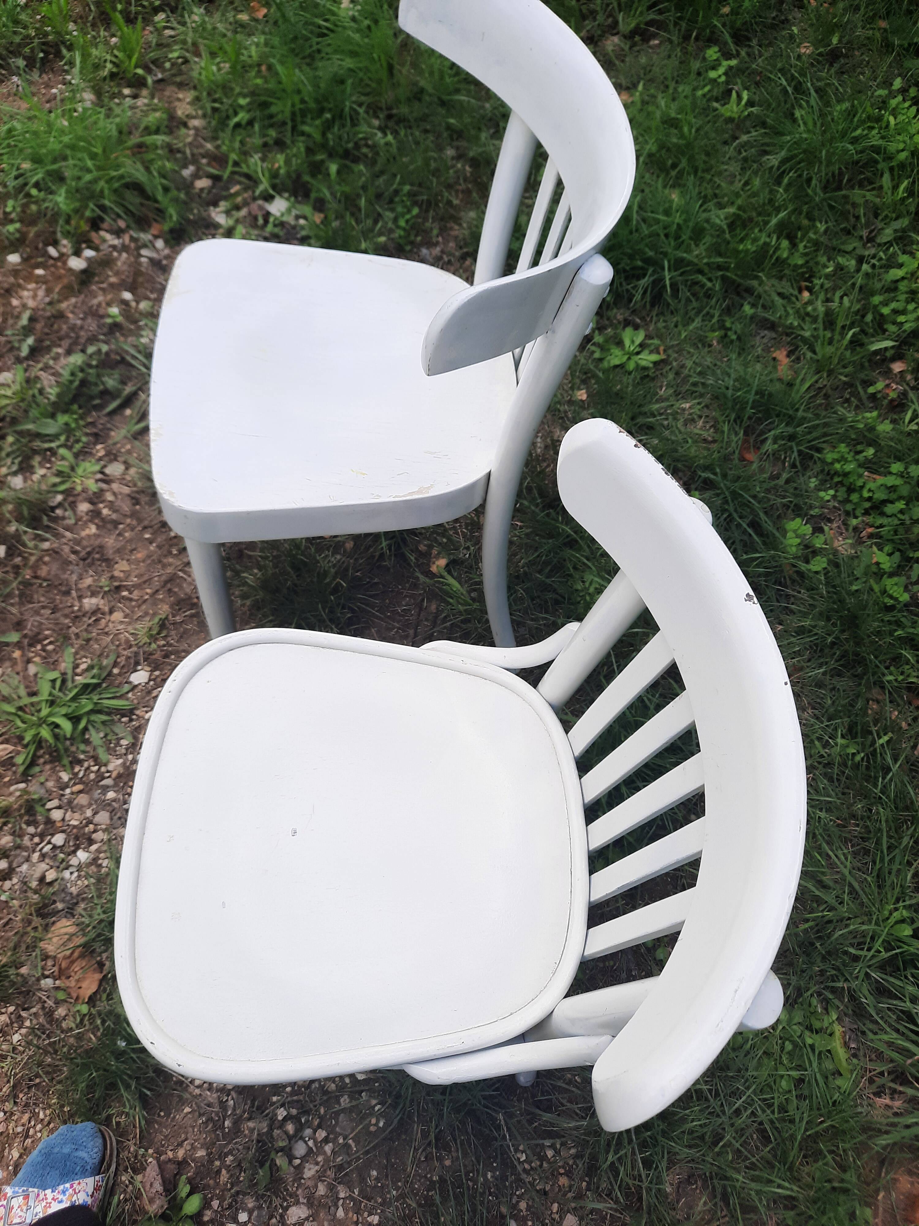 Paire de chaises de bistrot blanches