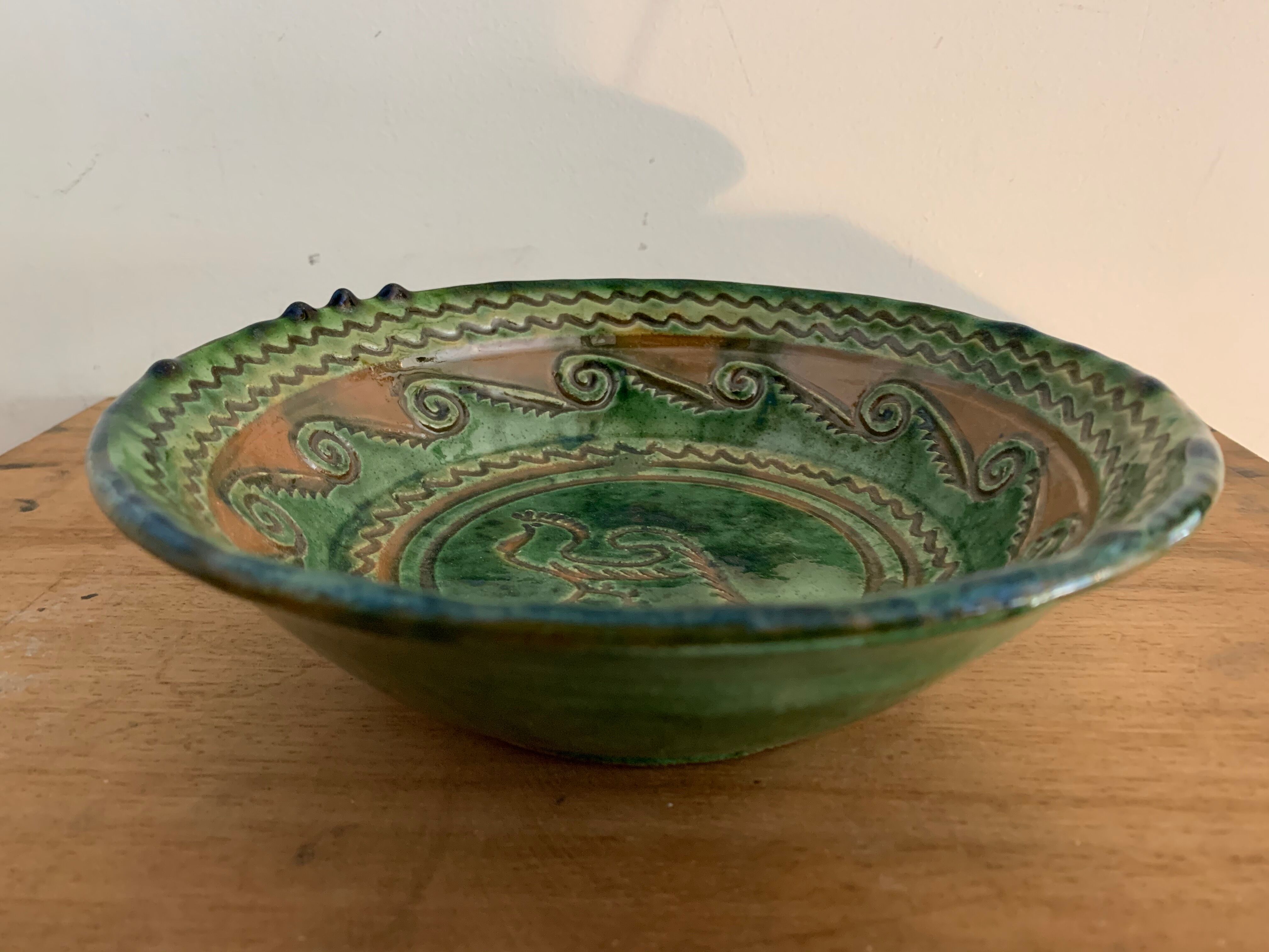 Tito Ubeda Spanish green ceramic fruit cup