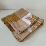Vintage tablecloth and 8 napkins – caramel and golden mustard tones