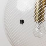 XXL Transparent Murano Glass Globe Lamp with Gold Metal Hardware, 3-Bulb Italian 1960s Vintage Pendant