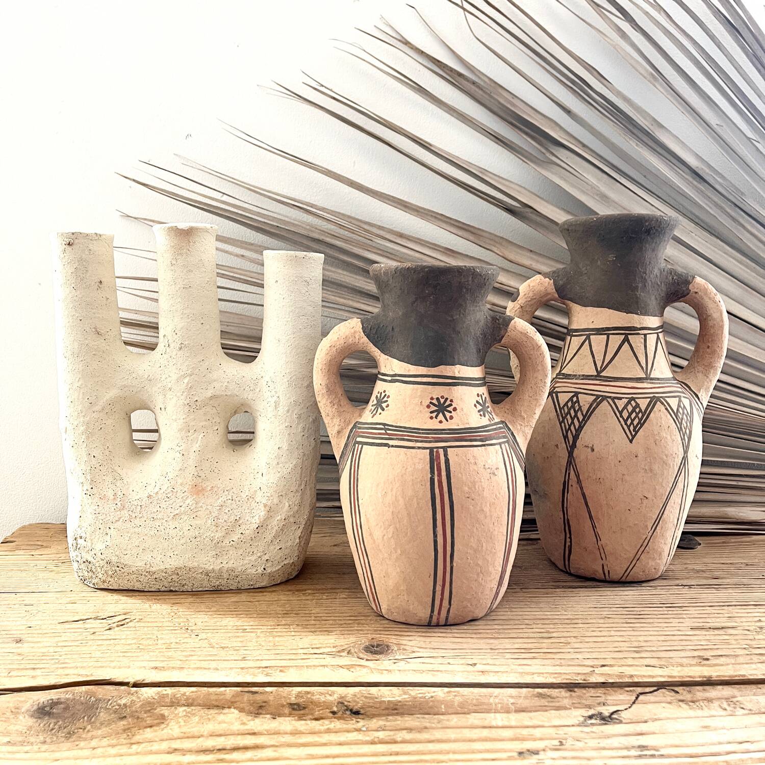 White terracotta candle holder