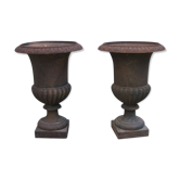 Pair of cast iron nineteenth Medici vase