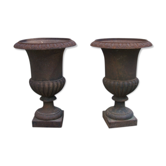 Pair of cast iron nineteenth Medici vase