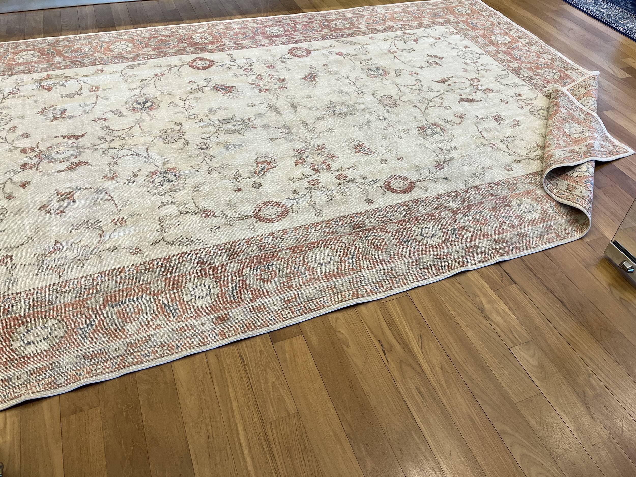 Vintage Large Pastel Carpet with Flowers