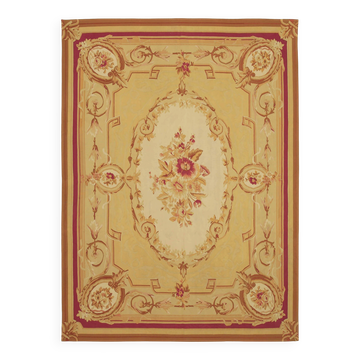 Handmade European Vintage Aubusson Kilim 268 cm x 365 cm