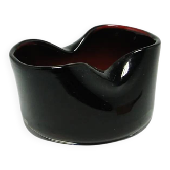 Container, modernism, black glass, Poland, 1970s.