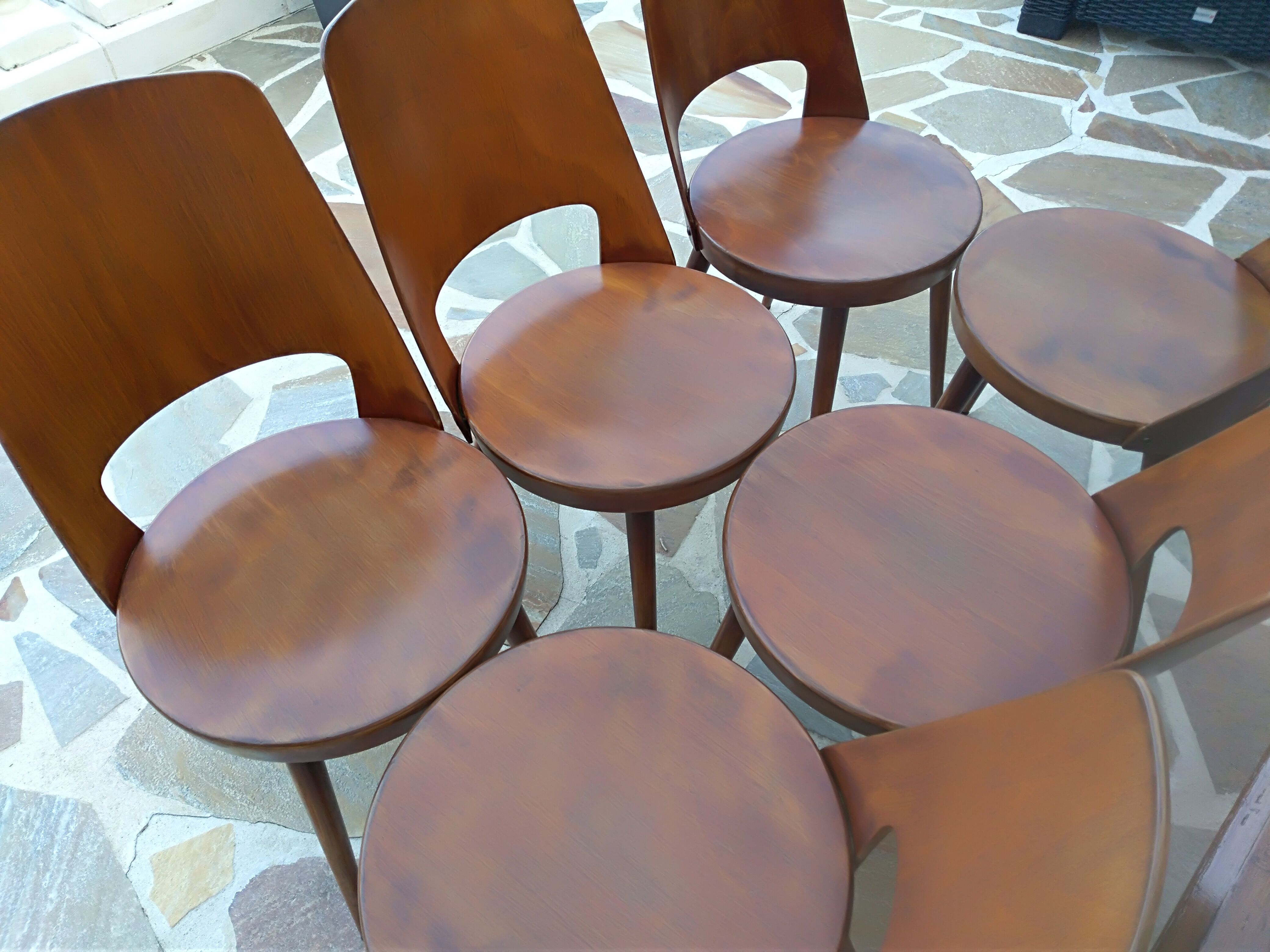 Suite de 6 chaises de bistrot Baumann modèle Mondor années 1960