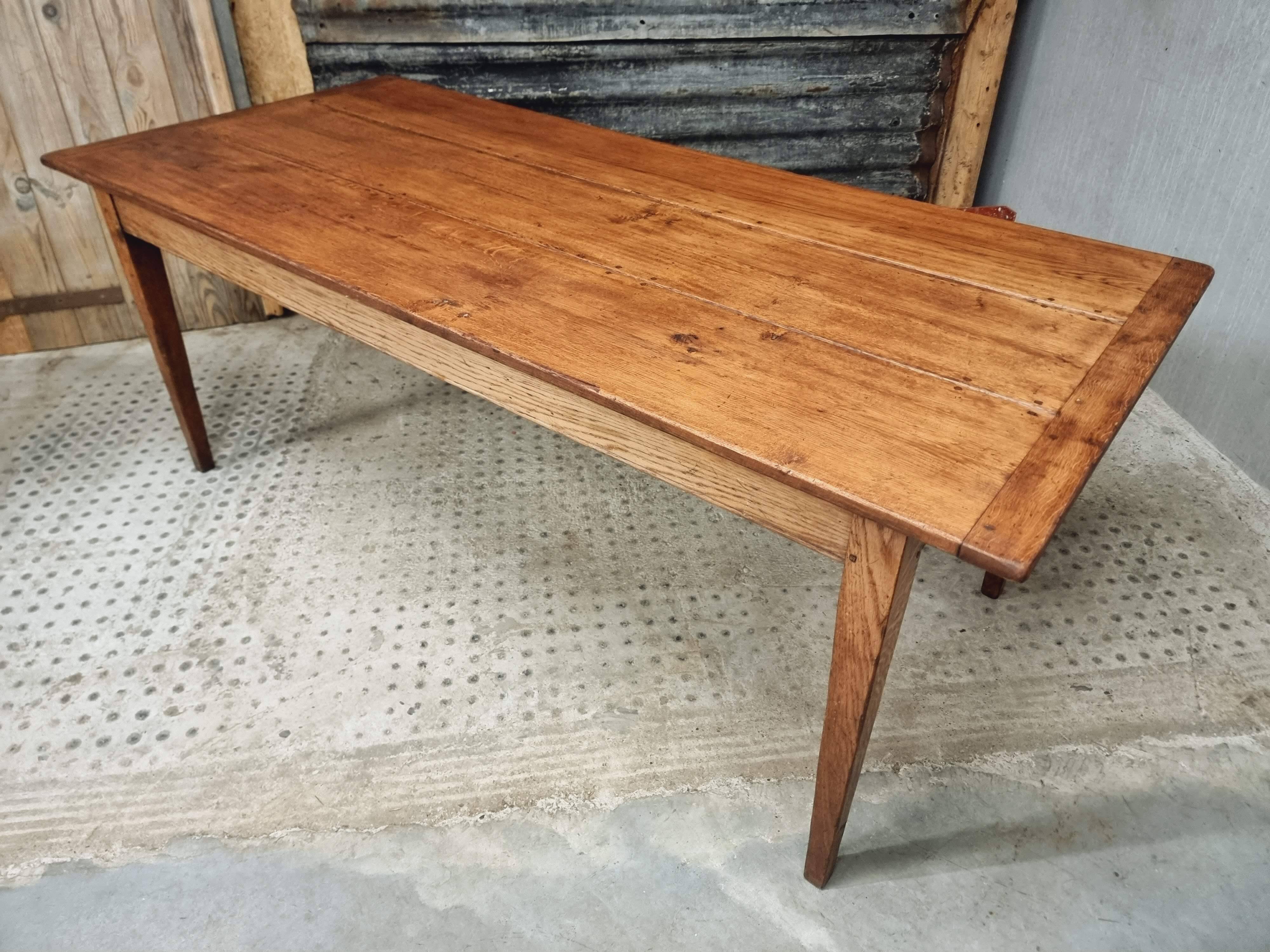 Antique dining table, rural oak table 90 x 200 cm