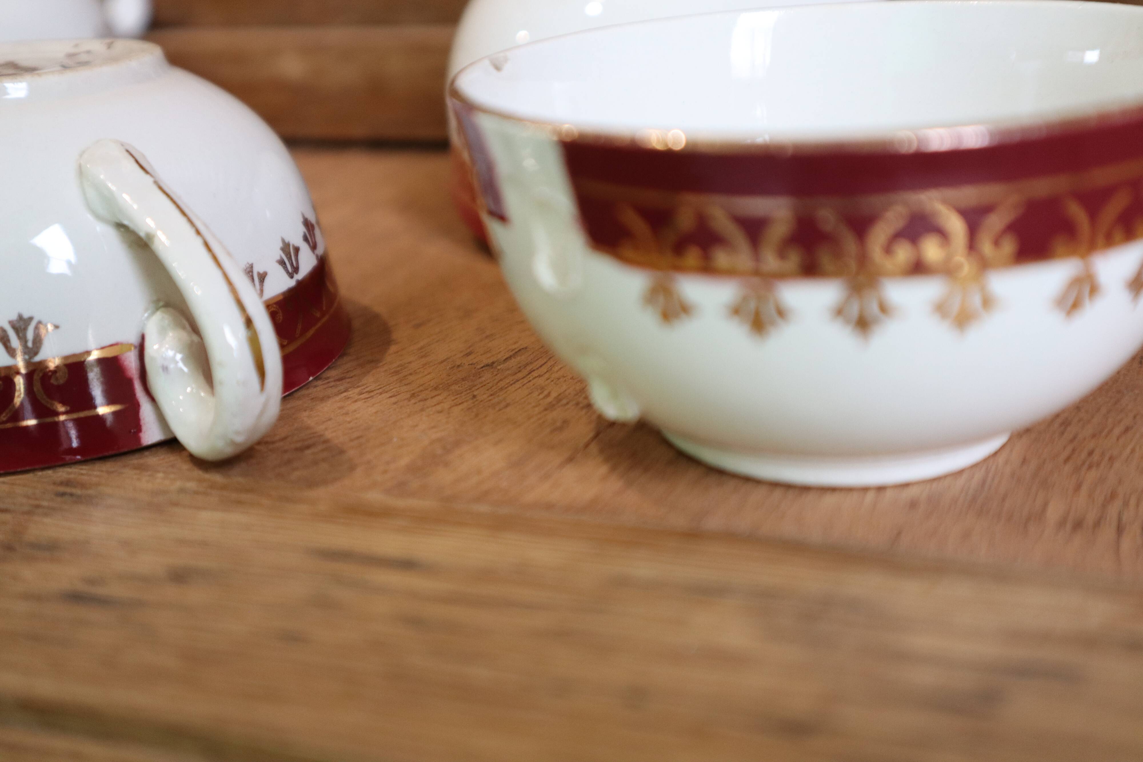 Digoin Sarreguemines earthenware coffee service "Edwige"