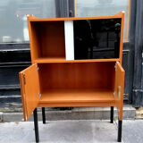 Bookcase, coloured windows, metal base, 1960