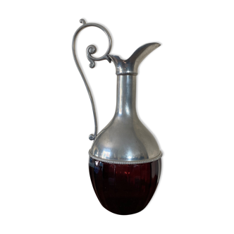 Glass and tin ewer