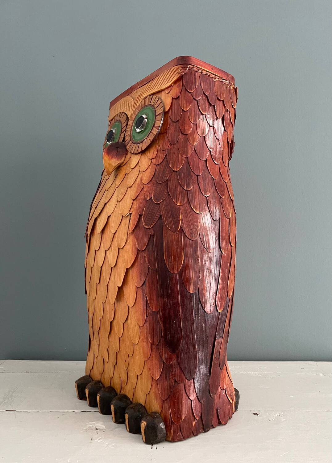 Vintage umbrella stand in the shape of an owl