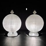 Pair of large 38 cm molded glass lamps, 1960
