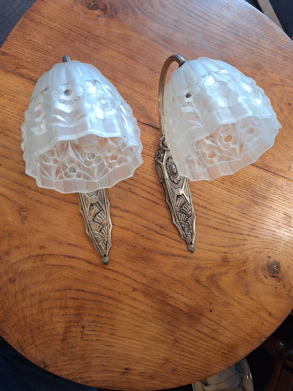 pair of art deco wall lights