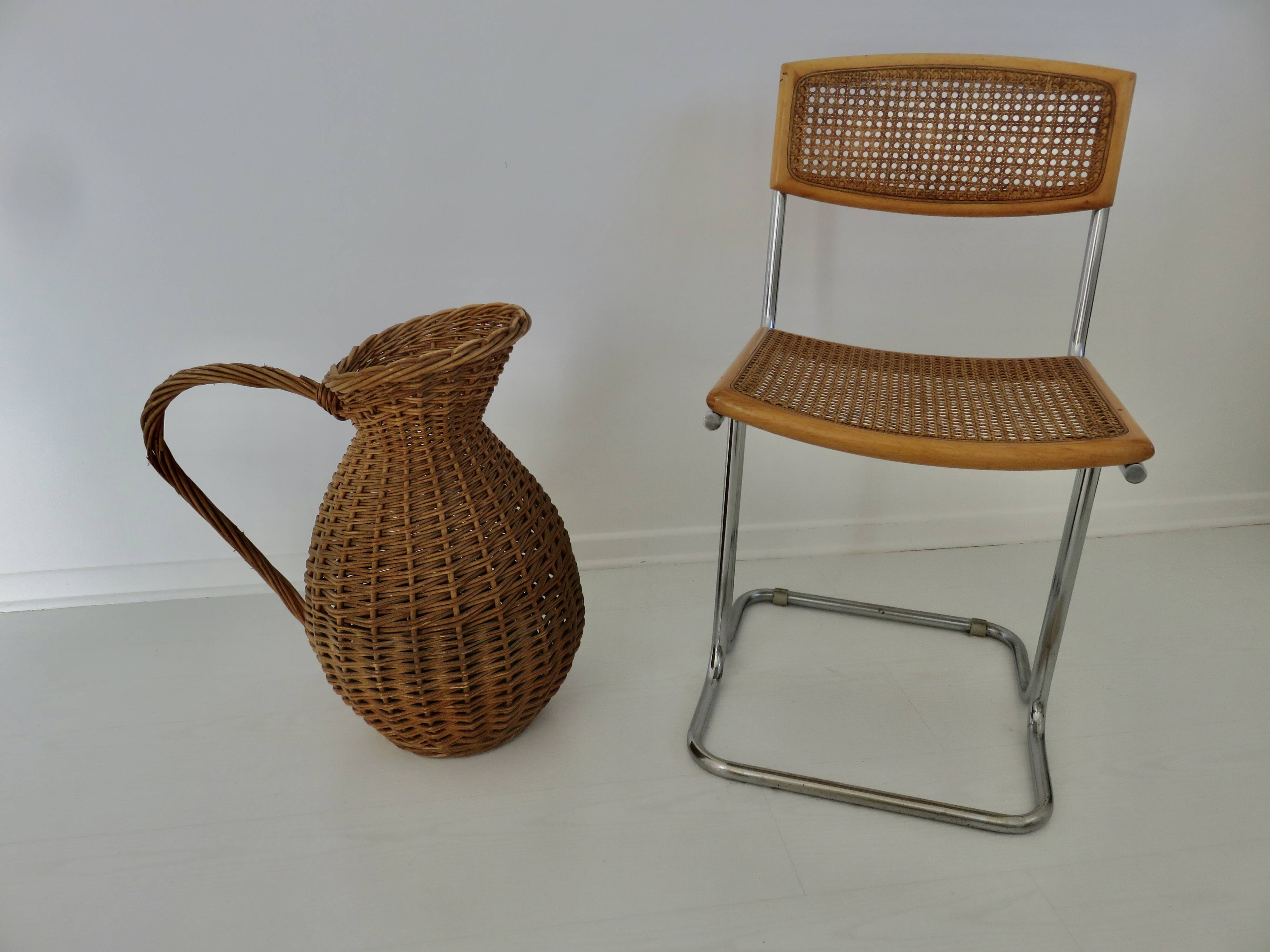 Imposant vase "pichet" en rotin, sud de la France, French Riviera, 1970